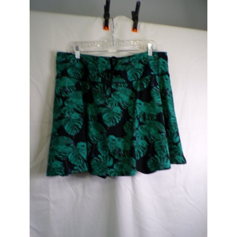 SANTINY Women's Swim Skirt 3XL Green Tropical Leaf Swim Bottom Swimwear